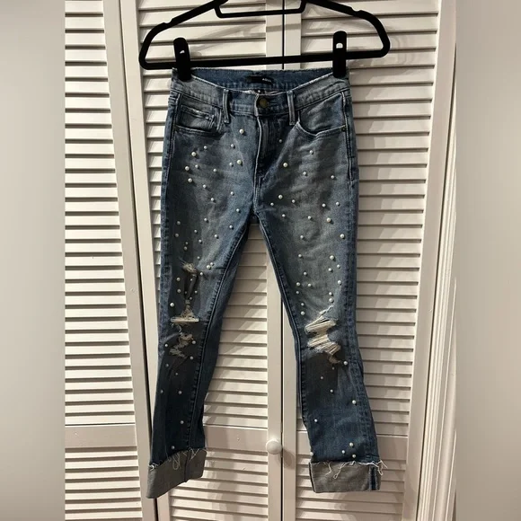 Aqua Pearl Distressed Denim Jeans - Picture 2 of 6